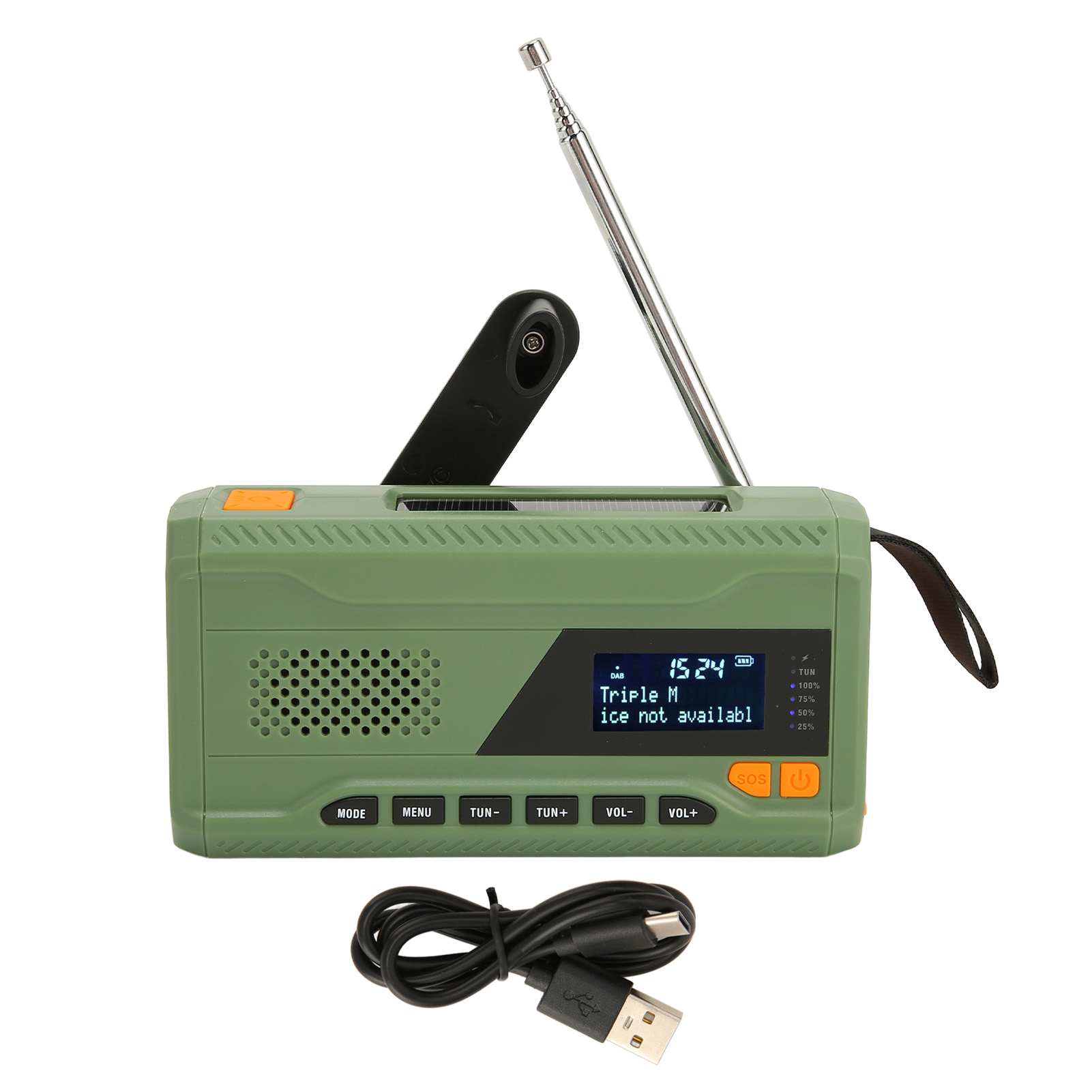 Radio Solaire À Manivelle Avec Écran Lcd, 3 Modes De Charge, Dab Fm Bluetooth, Radio Météo Portable Pour Urgences Et Voyages En Plein Air