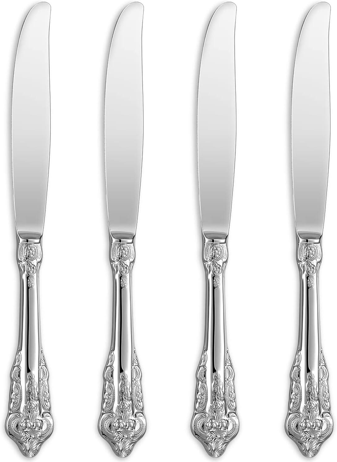 Superbe Couteau De Table, Lot De 4, Acier Inoxydable 18/10, Poli Miroir