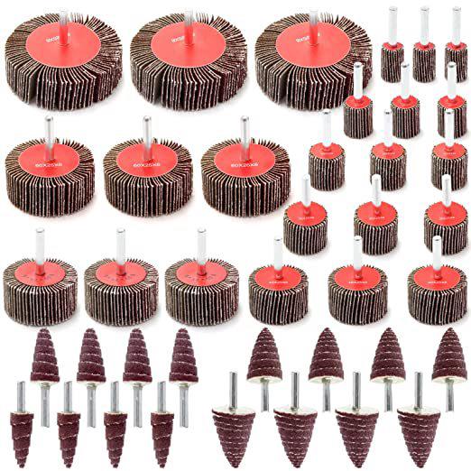 Lot De 40 Disques Abrasifs À Lamelles, 5 Tailles Différentes (ø 50/40/30/25/20/16/80/60 Mm) Pour Têtes De Meulage, Outils Rotatifs, Ponçage, Polissage, Décapage De La Rouille