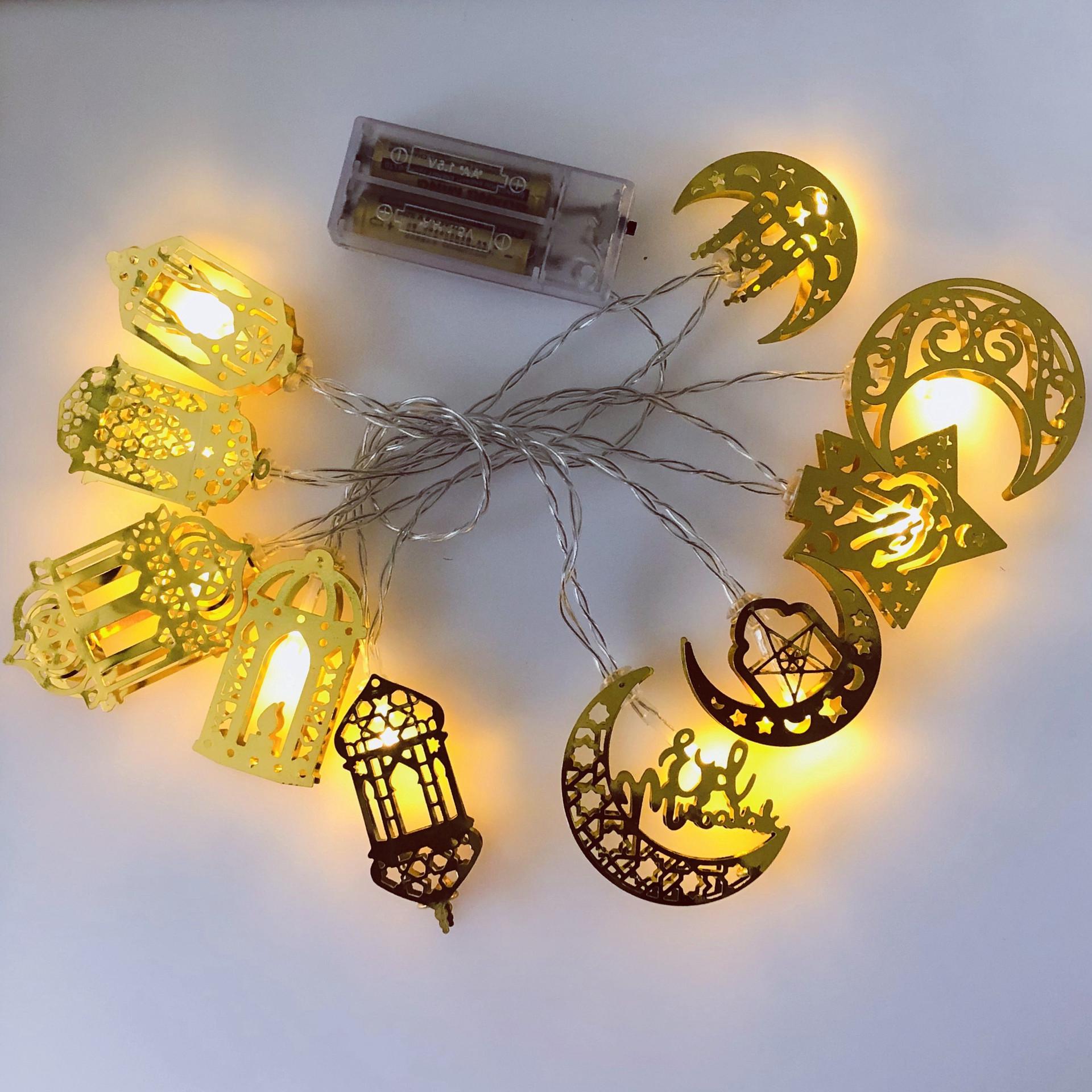 Guirlande Lumineuse Led Gurban Festival Fairy Lights Iron Moon Castle Star - 3 M, 20 Led - À Piles