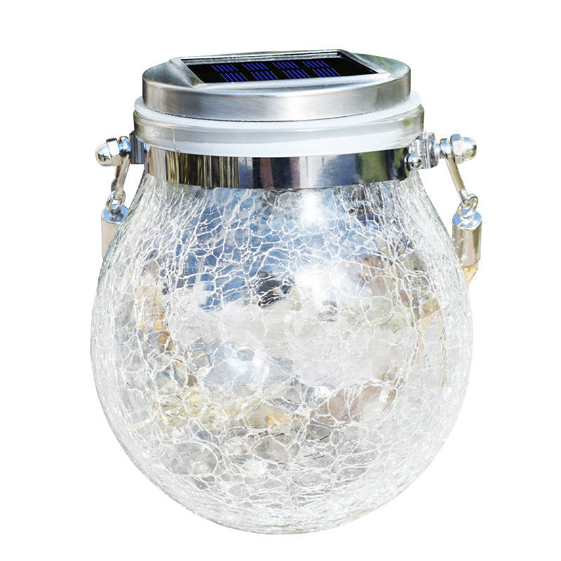 1 Lampe Solaire D'Extérieur Pour Jardin - 20 Led Lumière Chaude, Suspension Boule En Verre Craquelé Décorative Pour Noël
