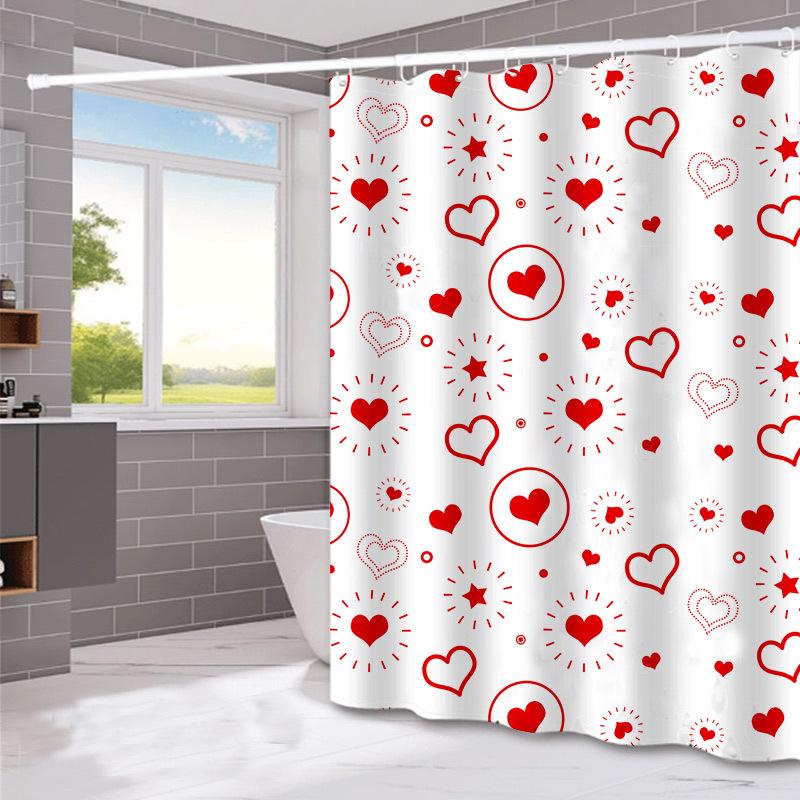 Rideau De Douche Imperméable 180 X 180 Cm Avec Crochets (motif Amour), Haute Qualité, Anti-moisissure, Facile À Nettoyer, Joli Imprimé