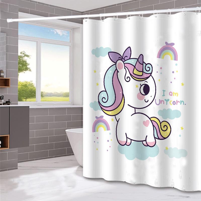 Rideau De Douche Imperméable 180 X 180 Cm Avec Crochets (licorne), Haute Qualité, Anti-moisissure, Facile À Nettoyer, Jolis Imprimés