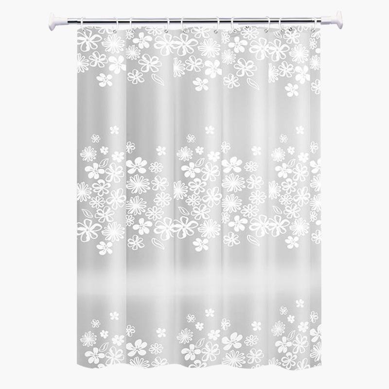 Rideau De Douche Imperméable 180 X 180 Cm Avec Crochets (fleurs Blanches), Haute Qualité, Anti-moisissures, Facile À Nettoyer, Jolis Motifs.