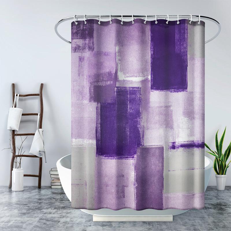 Rideau De Douche Imperméable 180 X 180 Cm Avec Crochets (motif Patchwork Violet), Haute Qualité, Résistant À La Moisissure, Facile À Nettoyer, Imprimé De Belle Qualité
