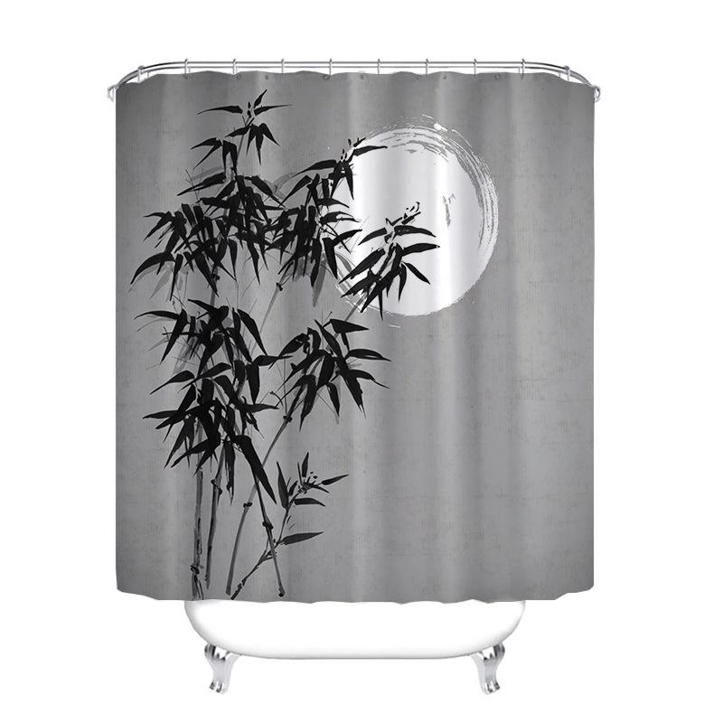 Rideau De Douche En Bambou 180 X 180 Cm, Imperméable, Avec Crochets, Haute Qualité, Résistant À La Moisissure, Facile À Nettoyer, Joli Motif Imprimé