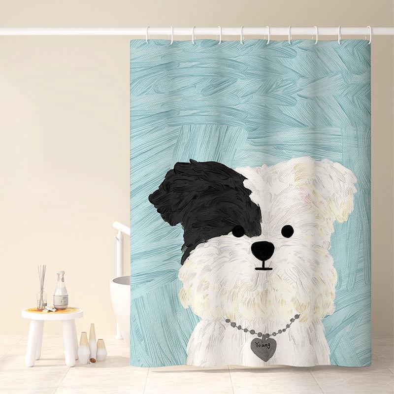 Rideau De Douche 120 X 180 Cm, Motif Chiot, Réf. 2, Imperméable, Avec Crochets, Haute Qualité, Anti-moisissure, Facile À Nettoyer, Joli Imprimé.