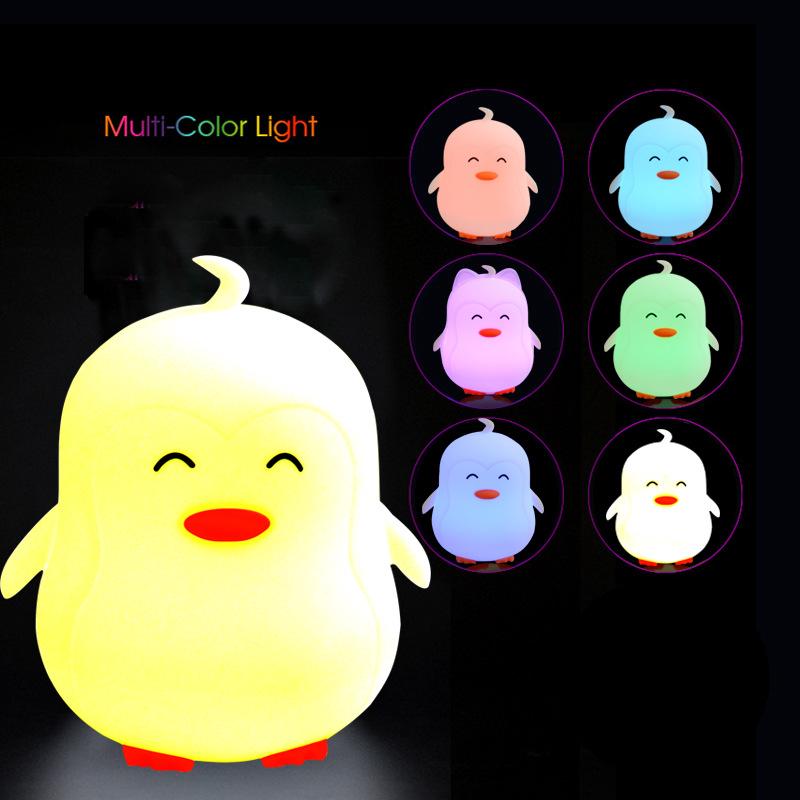Veilleuse Pour Enfants Avec Télécommande, Veilleuse Tactile Bébé Pingouin 9 Couleurs, Rechargeable, Cadeau Idéal Pour Les Enfants