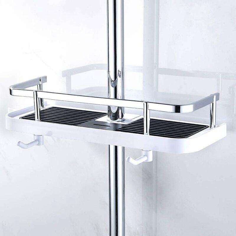 Panier De Rangement Pour Étagère De Douche, Fixation Murale Réglable, Métal Résistant À La Rouille, 270 Mm X 116 Mm X 50 Mm, Qersta