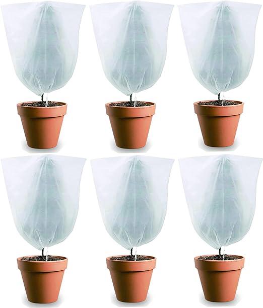 Lot De 6 Housses D'Hivernage Pour Plantes En Pot, Protection Contre Le Gel Hivernal Avec Cordon De Serrage (60 X 80 Cm)