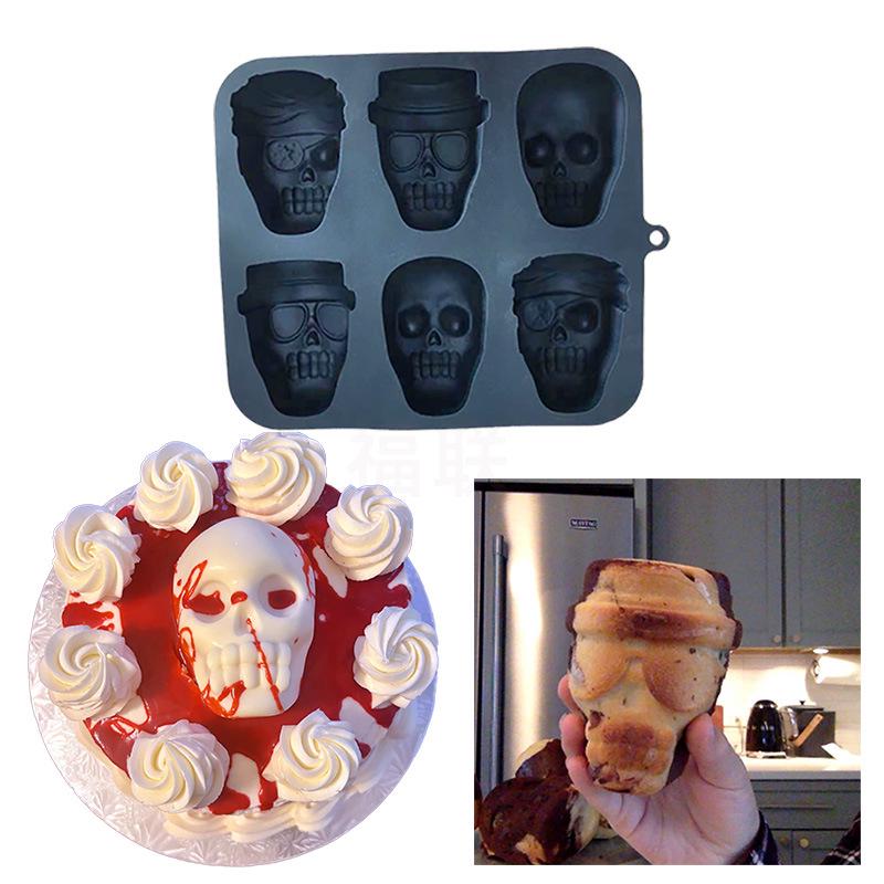Moule À Gâteau D'Halloween, Grand Moule En Silicone En Forme De Crâne, Sans Bpa, Idéal Pour Réaliser Gâteaux, Glaçons, Mousses Et Décorations D'Halloween.