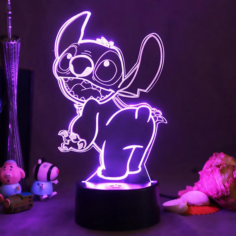 Veilleuse 3d Créative Rouge En Ligne, Usb, Lampe De Chevet Led En Forme De Cœur Pour Fille Mignonne, Motif Stitch
