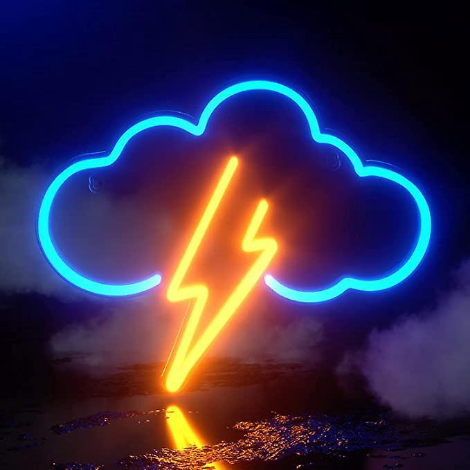 Acrylic Led Neon Sign - Dream, Battery Or Usb Powered, Lightning And Cloud Wall Decor