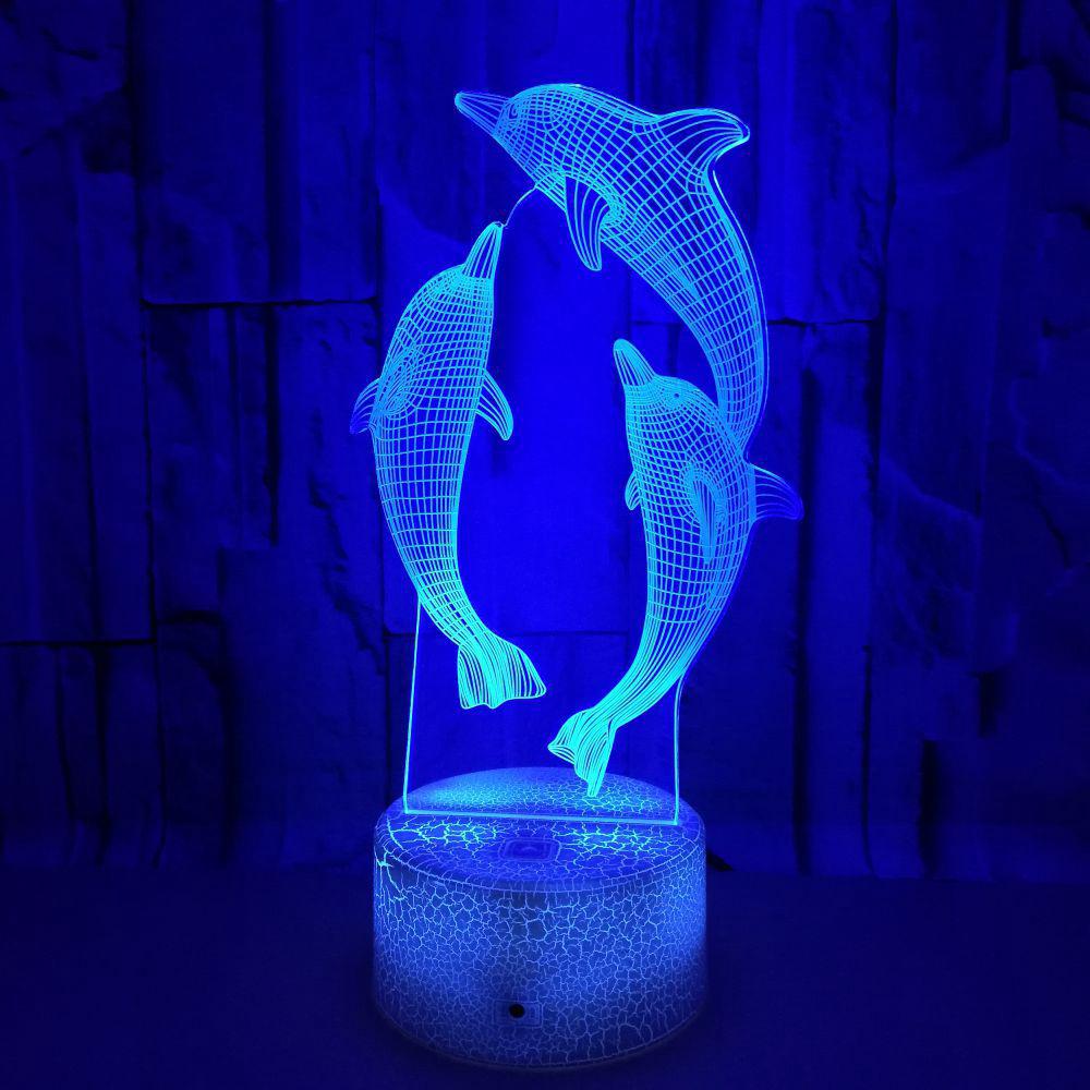 Dolphin 3d Light 7 Color Touch Light Stereoscopic 3d Vision Light
