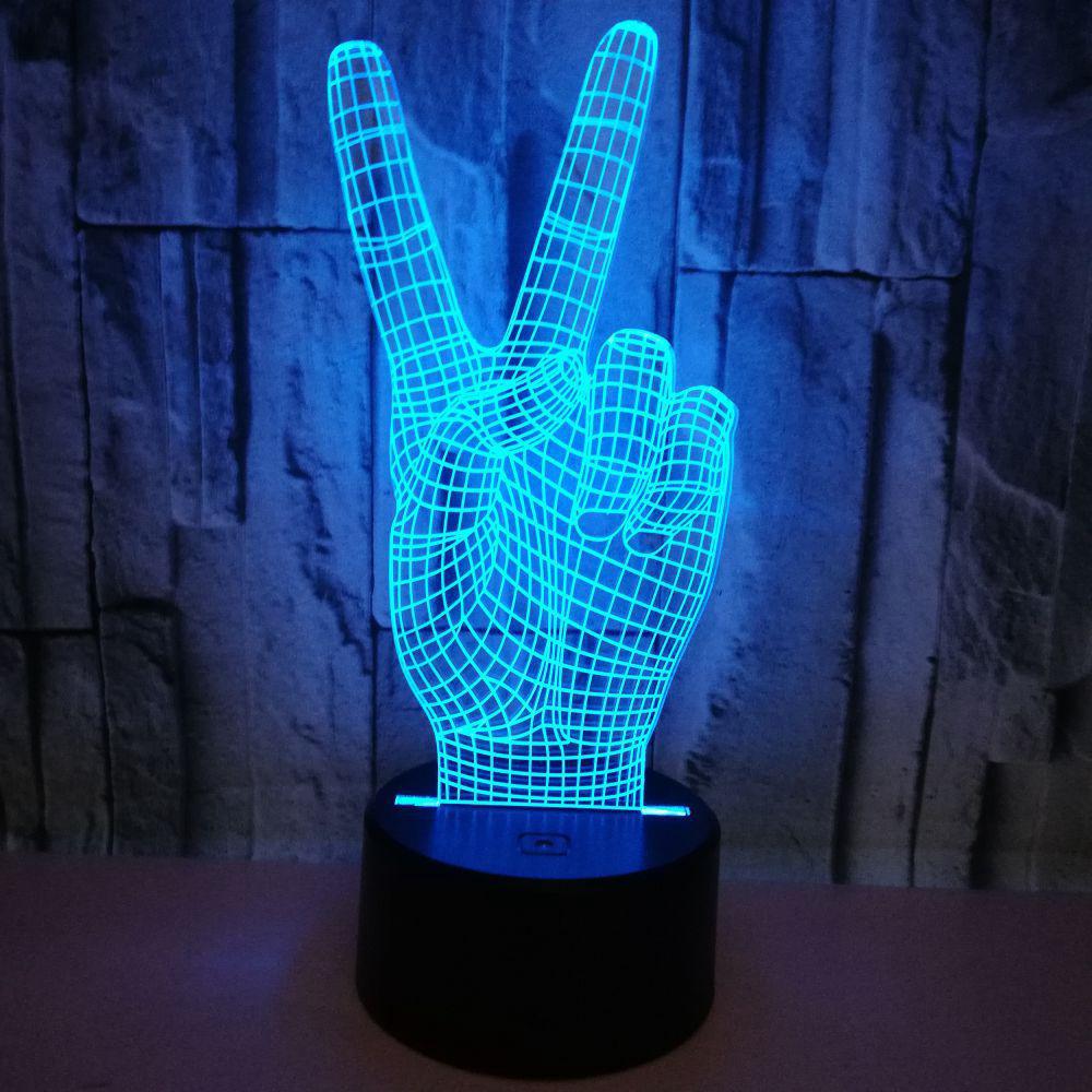 Lumière Tactile 3d V Victory Gesture À 7 Couleurs, Vision Stéréoscopique 3d