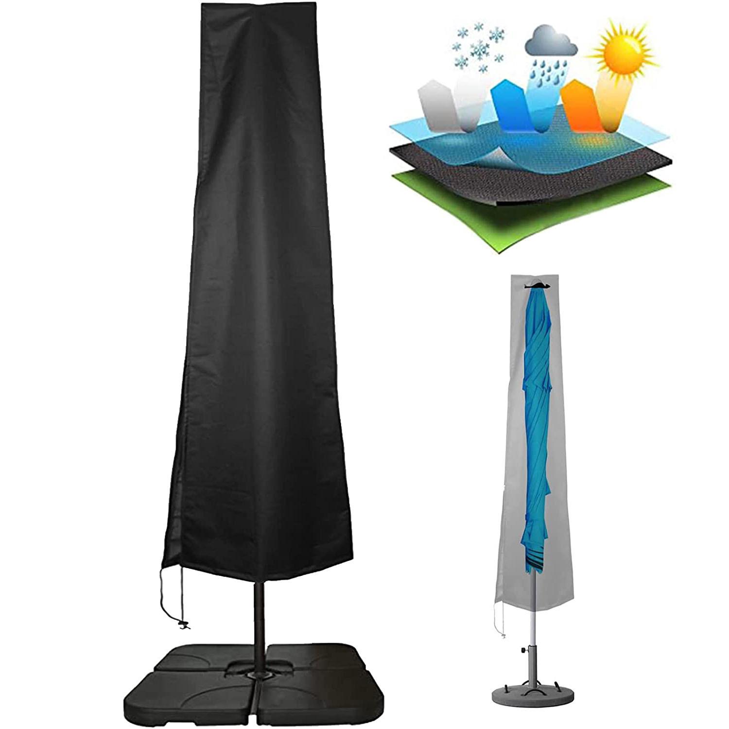 Housse De Parasol De Jardin (190 X 30 X 50 Cm) Pour Grand Parasol De Terrasse Imperméable De 2,4 M De Diamètre, En Tissu Oxford 420d, Pour Parasols De 2,7 À 3,3 M (9 À 11 Pieds), H 190 X 30/50 Cm