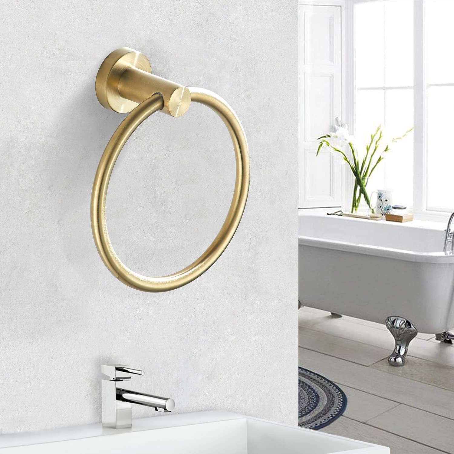 Porte-serviettes Mural Rond De 16 Cm En Acier Inoxydable 304, Couleur Or, Pour Salle De Bain Ou Cuisine. Accessoire De Salle De Bain/douche.