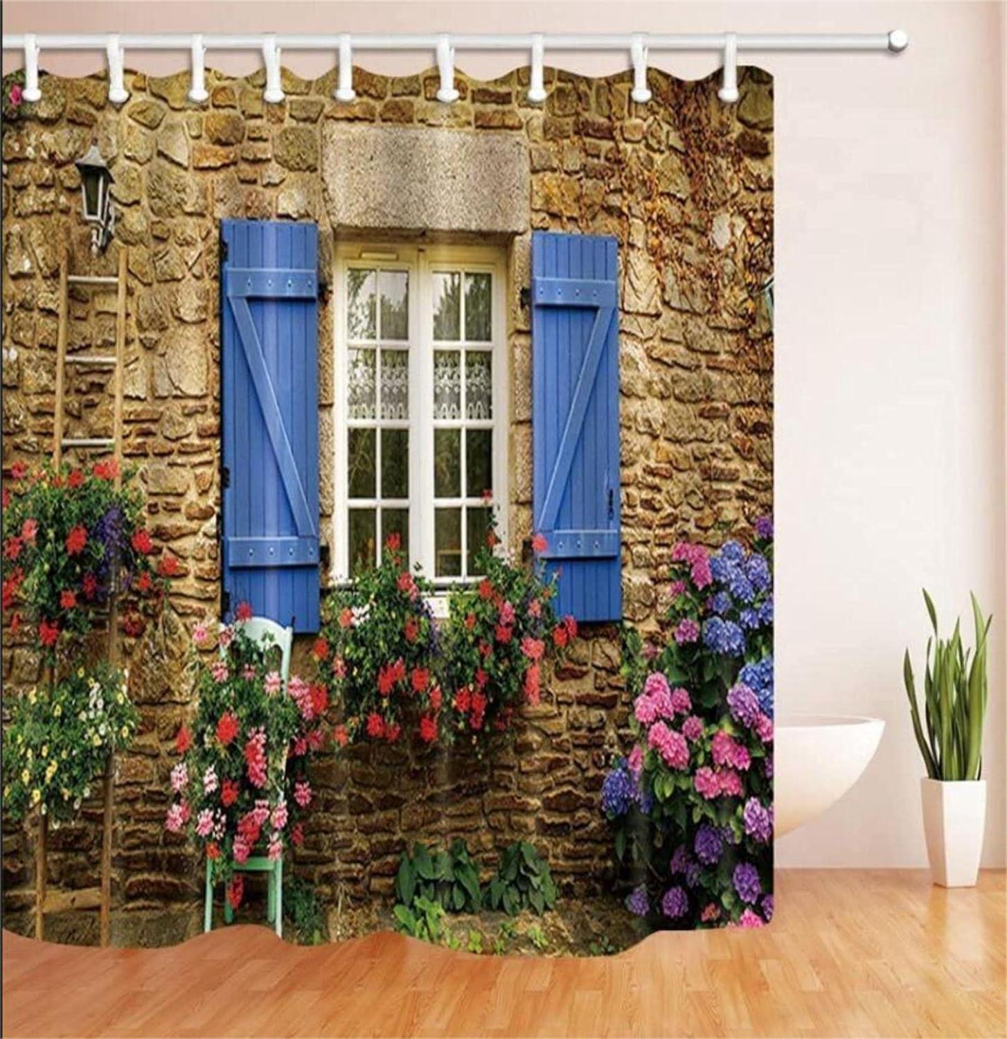 Rideau De Douche Extérieur 180 X 180 Cm Avec 12 Crochets. Imperméable Et En Polyester, Séchage Rapide, Effet 3d, Résistant Et Lavable.