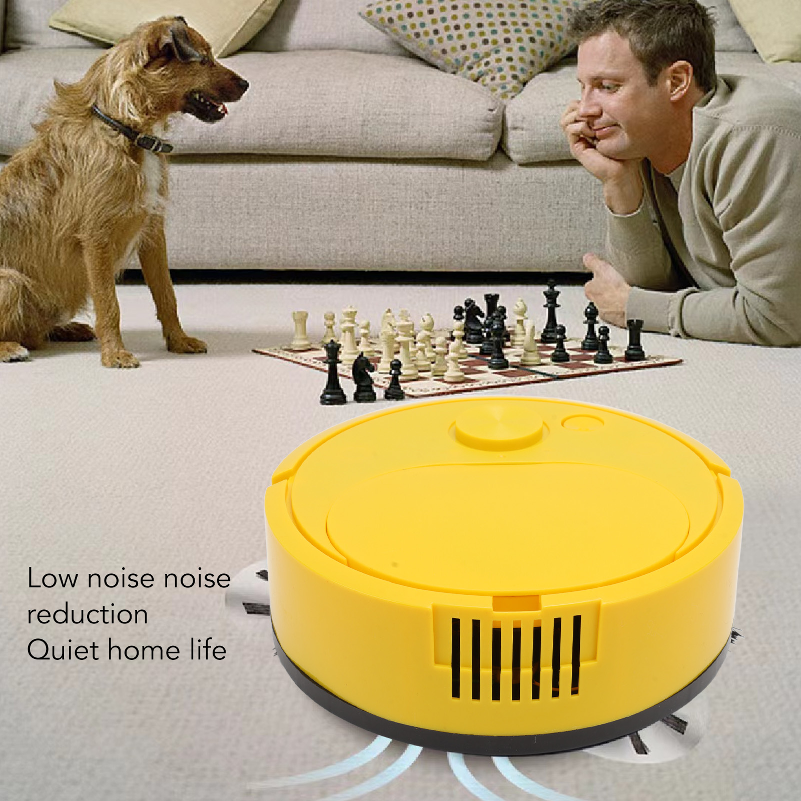 Mini Smart Robot Vacuum Cleaner - Multifunctional Usb Rechargeable, Ideal For Wooden Floors, Tiles, And Carpets - Sleek Yellow Design