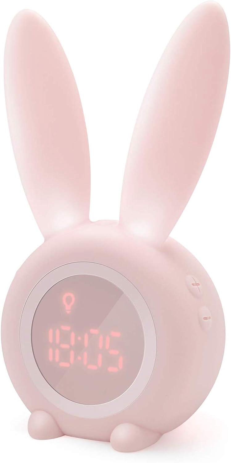 Réveil Pour Enfants Avec Motif Lapin Mignon, Réveil Lumineux Pour Filles, Fonction Snooze, Fixation Magnétique, Horloge Lapin Programmée (rose)