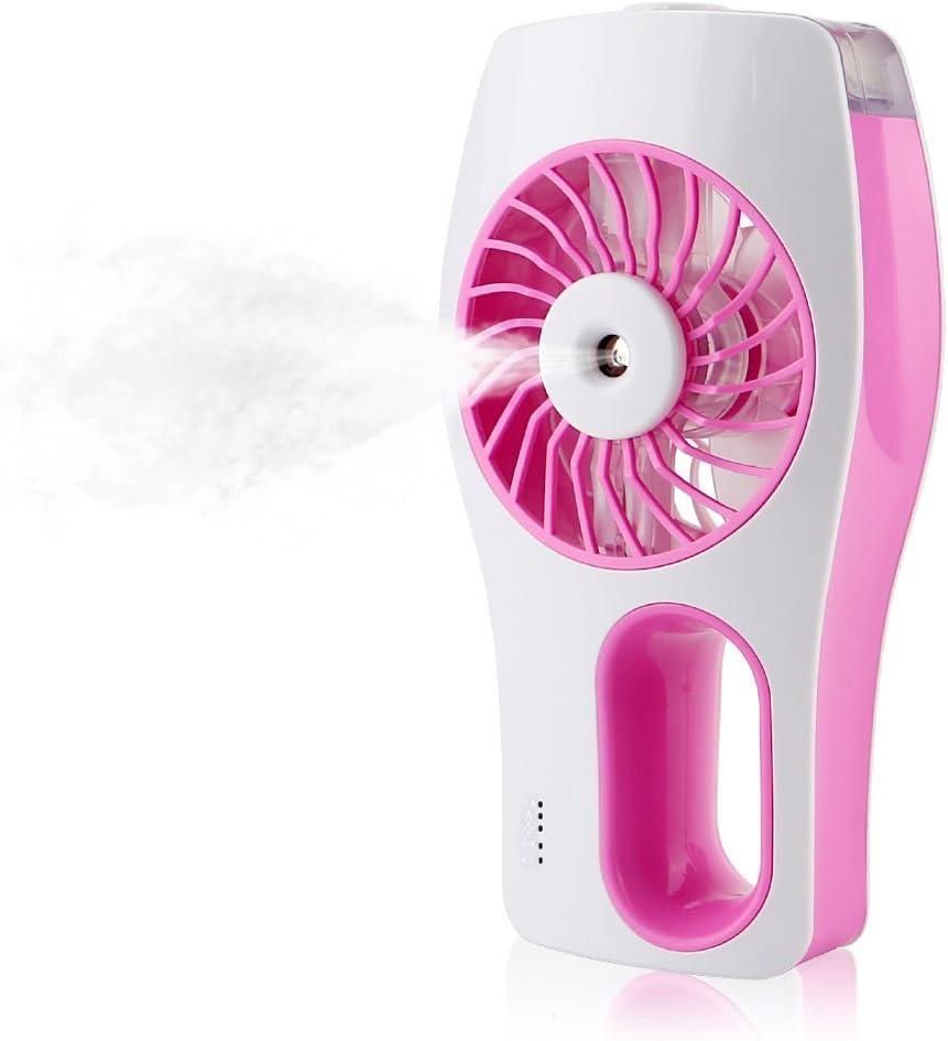 Ventilateur Brumisateur Portable, Ventilateur Rafraîchissant À Piles Avec Humidificateur Intégré Et Alimentation Usb, Rose