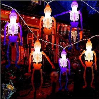 [2,5 M, 20 Lumières] Guirlande Lumineuse Décorative D'Ambiance Halloween En Forme De Crâne