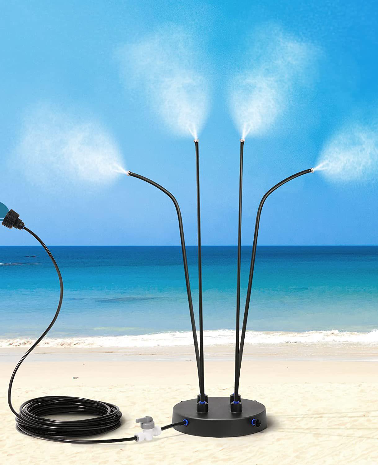Brumisateur D'Extérieur, Tuyau De 8 M + 4 Buses De Brumisation + 1 Adaptateur (3/4") Pour Terrasse, Jardin, Animaux De Compagnie Et Jeux D'Eau Pour Enfants