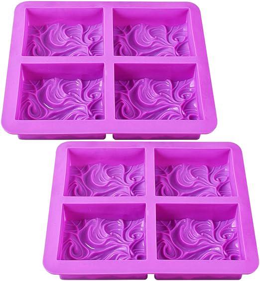 Lot De 2 Moules À Savon En Silicone (cavités De 100 Ml), 4 Cavités, Motif Vagues Vives Fait Main, Pour Savon Au Lait