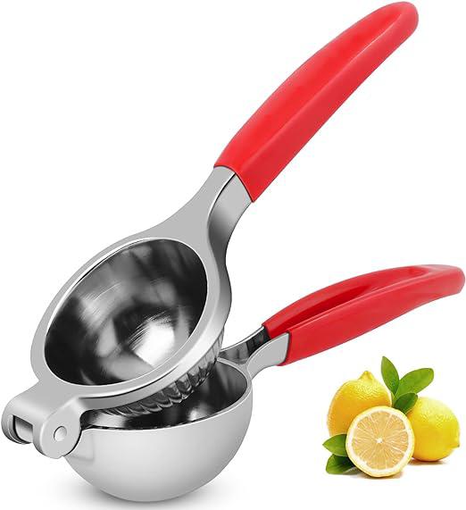 Presse-citron, 22 Cm, Poignée Rouge, Presse-agrumes Manuel Avec Poignée Souple, Très Résistant, Pour Presser Les Citrons Et Autres Agrumes, Facile À Nettoyer