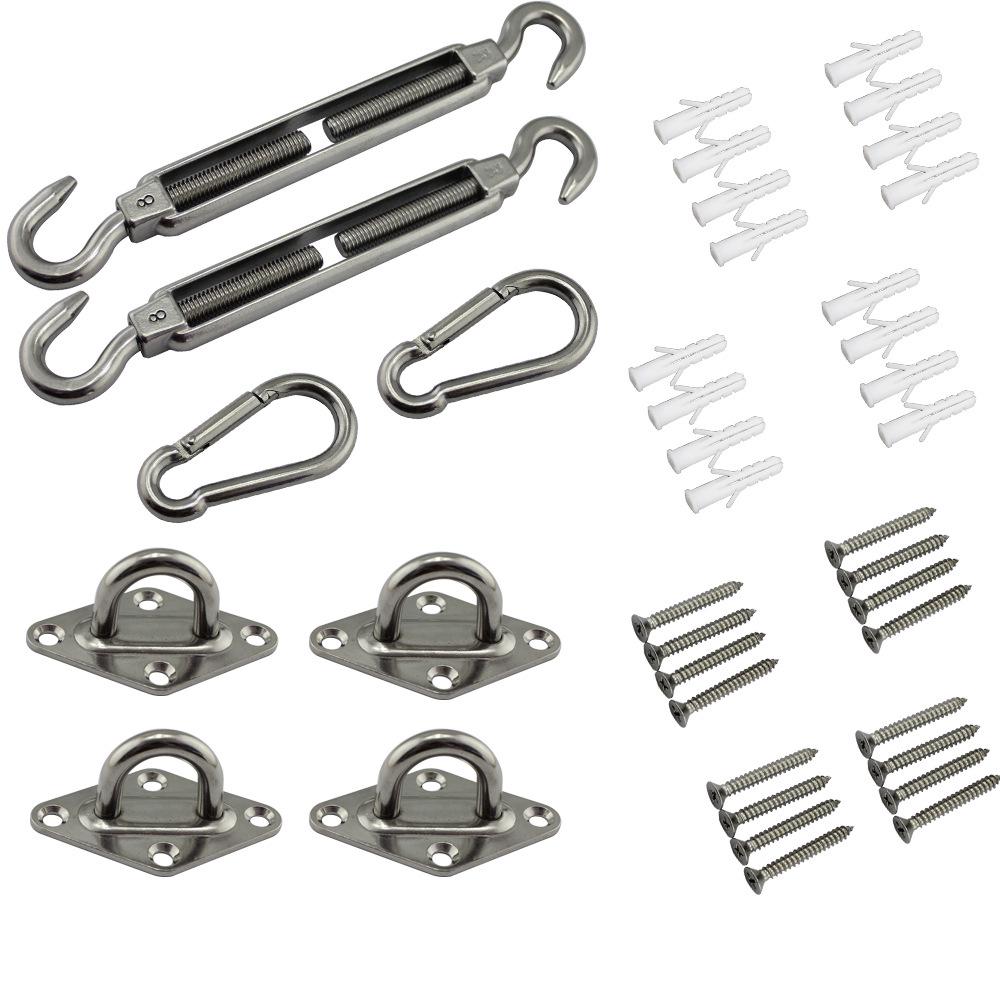 Kit De Fixation Pour Voile D'Ombrage - Acier Inoxydable 304 - 15 Cm (6 Po) - Pour L'Installation De Voiles D'Ombrage Rectangulaires Et Triangulaires Pour Terrasse Et Jardin.
