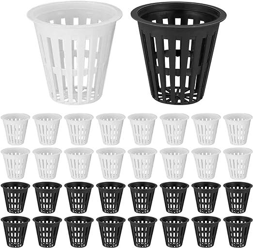 Lot De 50 Paniers Hydroponiques En Plastique, Pots De Culture Hydroponiques En Maille, Pour La Culture Hydroponique De Fleurs Et Le Jardinage - Noir Et Blanc