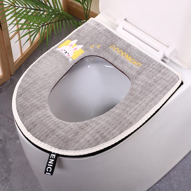1 Siège De Toilette Imperméable Pour Usage Domestique (lapin Gris), Siège De Toilette Universel Avec Fermeture Éclair, Coussin Chauffant, Compatible Avec La Plupart Des Toilettes (sans Autocollants)