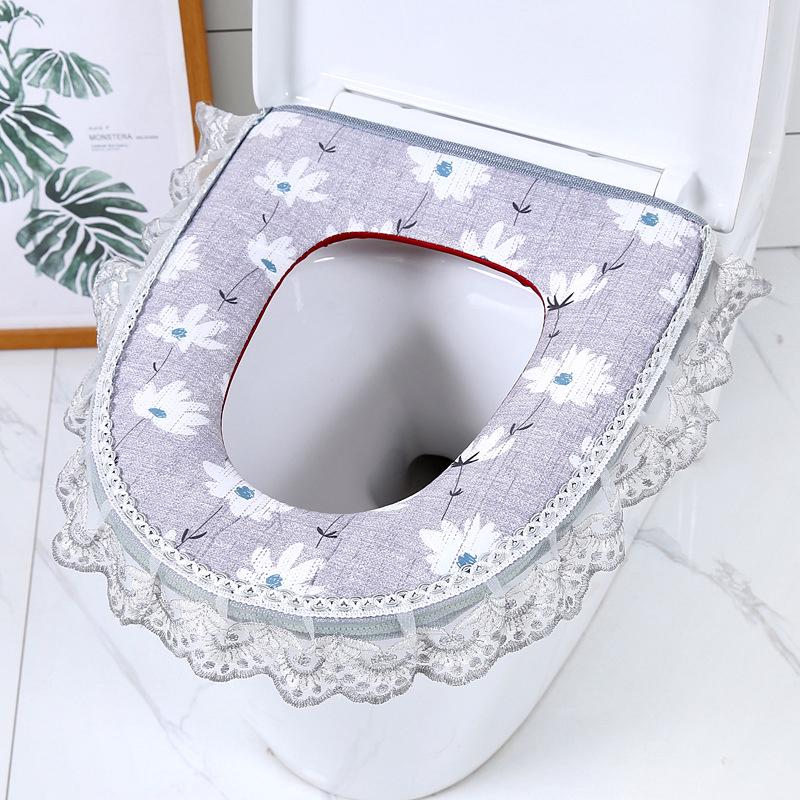 Siège De Toilette Imperméable Pour Usage Domestique (dentelle Grise), Siège De Toilette Universel Avec Fermeture Éclair, Coussin Chauffant, Compatible Avec La Plupart Des Toilettes (sans Autocollants)