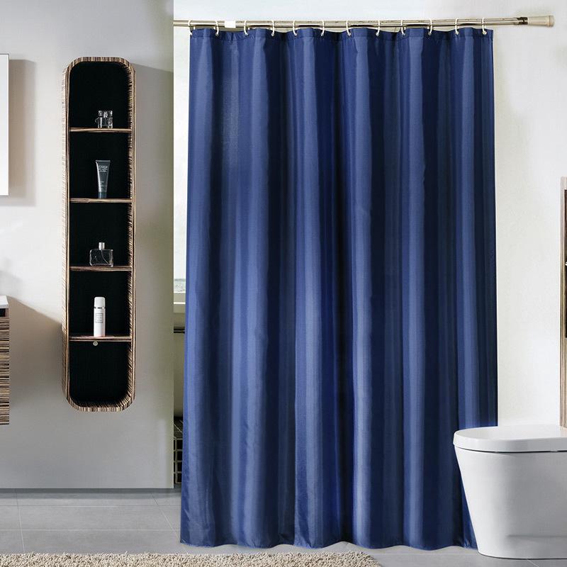 Rideau De Douche 180 X 200 Cm Avec 12 Crochets, Séchage Rapide (bleu Foncé), Tissu Polyester Imperméable Lavable En Machine, Rideaux De Salle De Bain