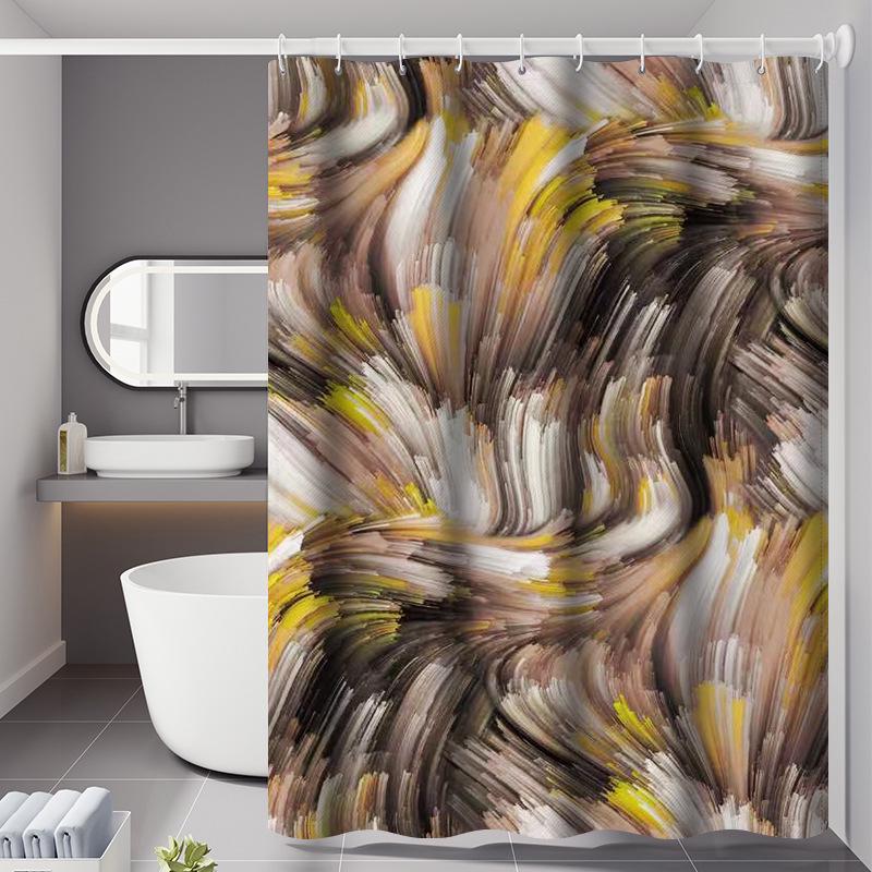 Rideau De Douche 180 X 200 Cm Avec 12 Crochets, Séchage Rapide, Lavable En Machine, En Polyester Imperméable, Pour Salle De Bain