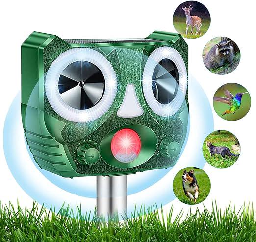 Répulsif Ultrasonique Pour Chats Et Chiens, Rechargeable Par Énergie Solaire Et Usb, Idéal Pour L'Extérieur. Protège Des Chiens, Chats Et Oiseaux. Convient Pour Les Jardins, Les Champs Et Les Pépinièr