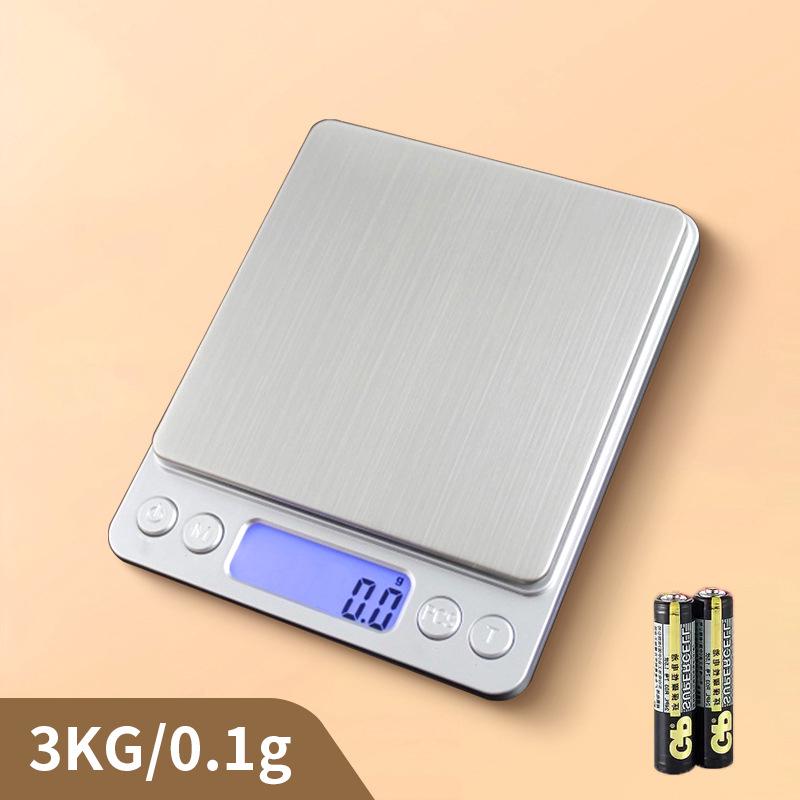 Balance De Cuisine Numérique Grand Format 3 Kg/0,1 G, À Piles, Avec Plateau En Acier Inoxydable.