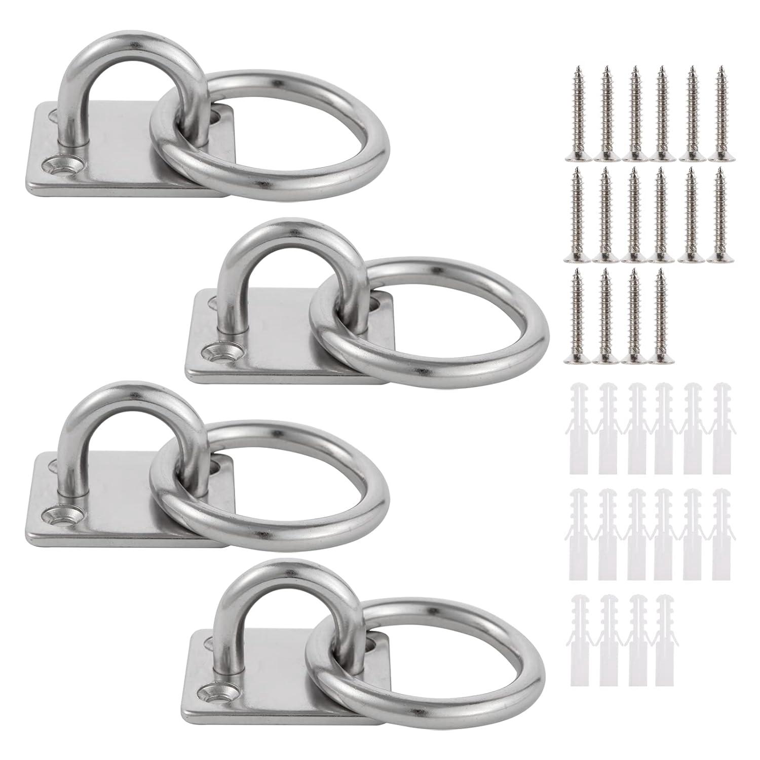 4 Œillets M6 Avec Anneau, Crochets De Plafond Robustes En Acier Inoxydable 304, Capacité De 70 Kg, Fixations Murales Pour Sacs De Sable, Balançoires De Yoga, Accessoires De Bateau