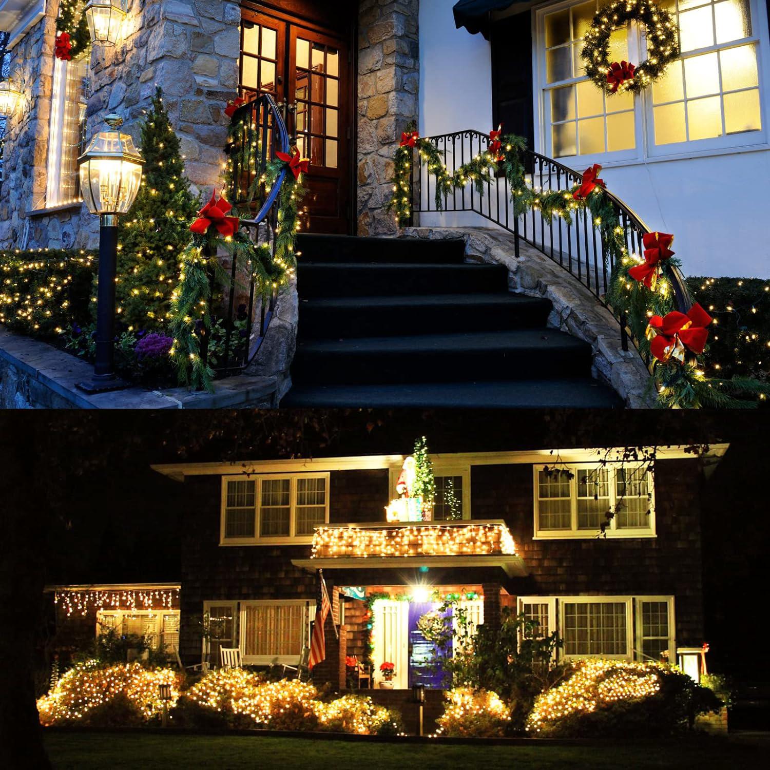 Guirlande Lumineuse Led Étanche (blanc Chaud) Pour Noël En Extérieur, 20 M, 200 Led 24 V, Idéale Pour Décorer Sapin De Noël, Jardin Ou Mariage. Convient Aussi Bien À L'Intérieur Qu'à L'Extérieur.