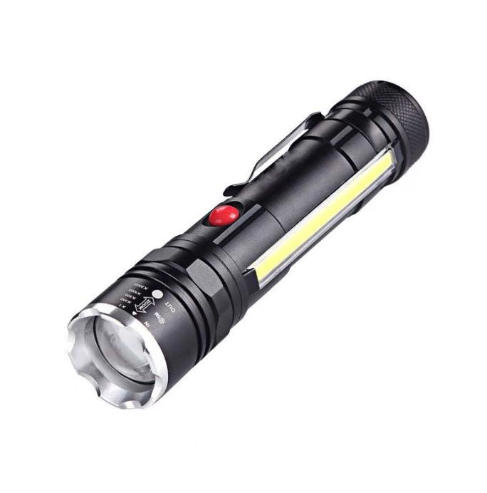Lampe Torche T6 Zoom Pour Extérieur, Rechargeable Par Usb, Longue Portée, Avec Clip Magnétique