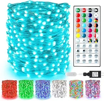 Guirlande Lumineuse Led De Noël, 10 Mètres, 100 Led Avec Télécommande, Rgb16 Couleurs, Clignotement Synchrone, Fil De Cuivre Coloré, Connexion Usb, Pour Halloween Et Noël En Intérieur