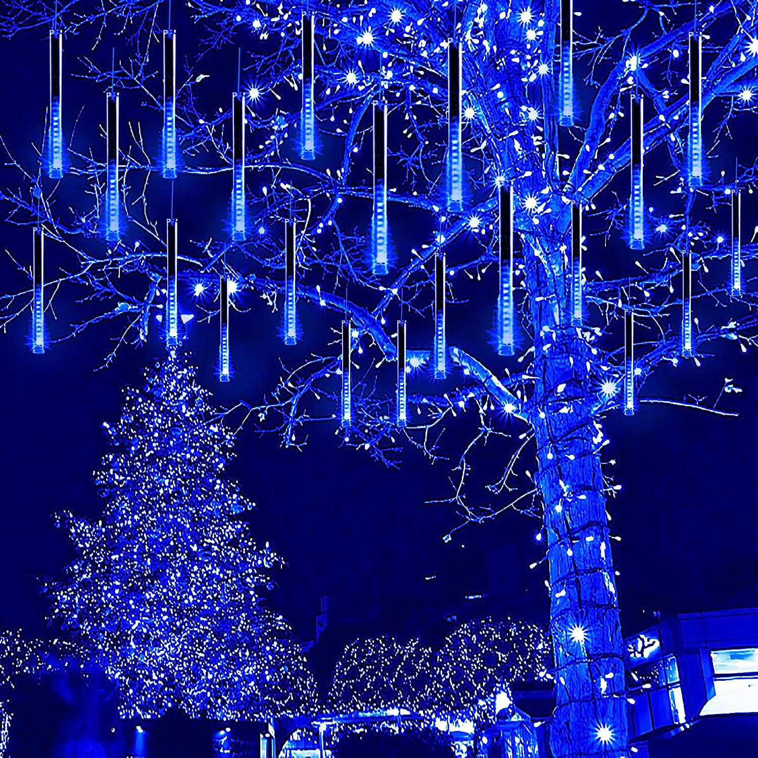 Guirlande Lumineuse Blanche D'Extérieur, Effet Pluie De Météores, 30 Cm, 8 Tubes, 192 Led, Cascade De Neige Et De Stalactites, Idéale Pour Sapin De Noël, Décorations D'Halloween, Mariages Et Fêtes.