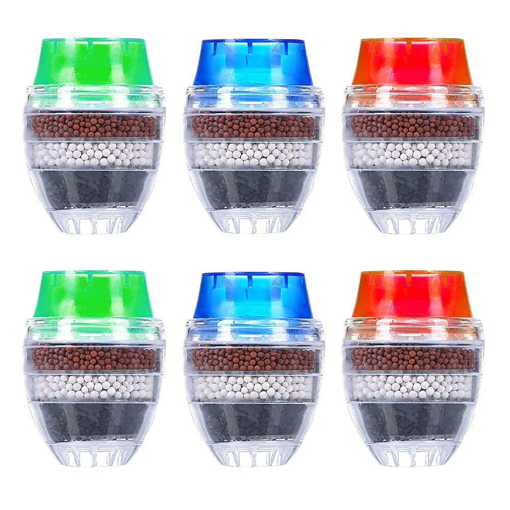 6 Filtres À Charbon Actif Pour Robinets (6 Couches De Filtration), Cartouche Purificatrice D'Eau, Filtre Universel Pour Robinet De Cuisine Avec Cartouche