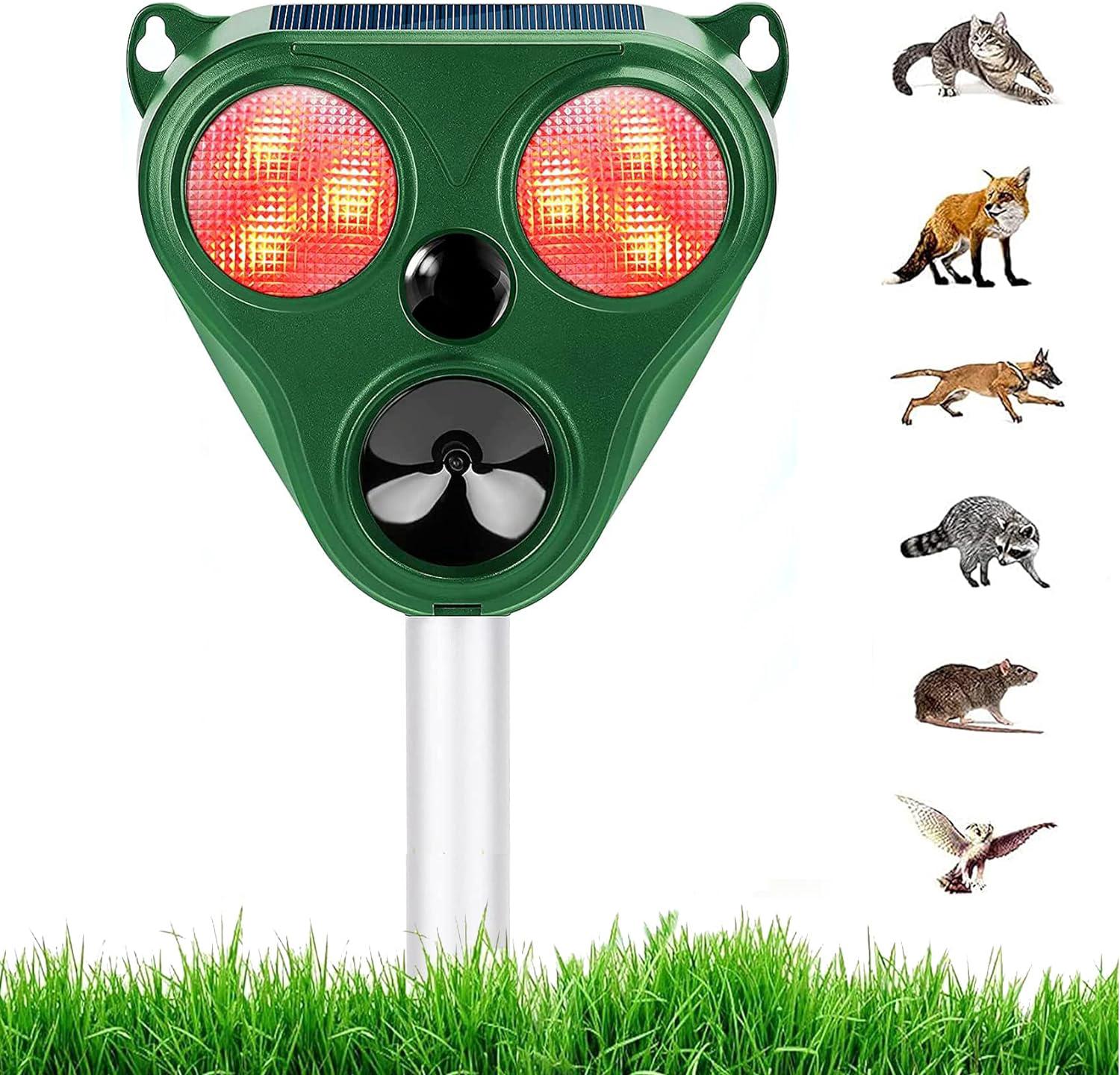 Répulsif À Ultrasons Pour Renards, Chats Et Rats. Répulsif Solaire À Ultrasons Pour Animaux D'Extérieur. 5 Modes Avec Détecteur De Mouvement Et Flash.