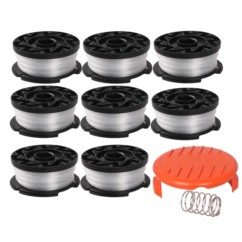 Trimmerbyte Kompatibel Med Black & Decker Strängtrimmers (8-pack + 1 Spolelock Och Fjäder)