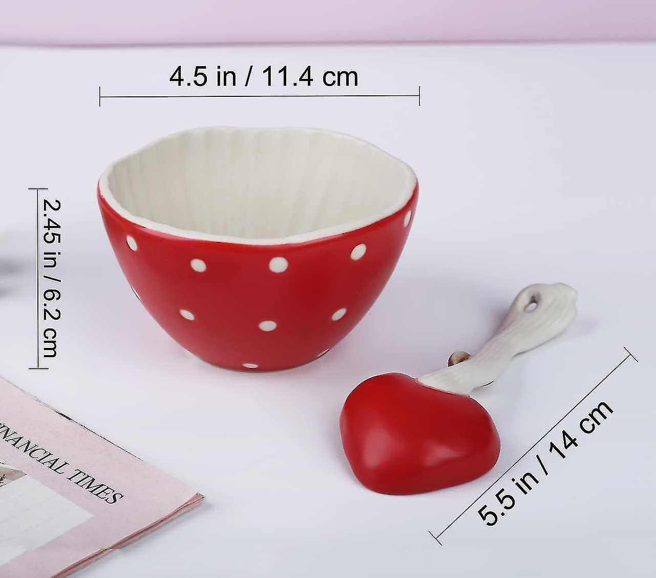 Mushroom Small Soup Bowls - Safety Matt Ceramics 4.3'' Rice Bowls, Pair With Cute Mushroom Spoon- Use For Noodles, Salad