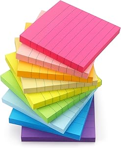 Early Buy Notes Adhésives Forradas Con Líneas 3x3 Notes Autoadhesivas 9 Couleurs Brillantes, 9 Blocs, 70 Feuilles/bloc