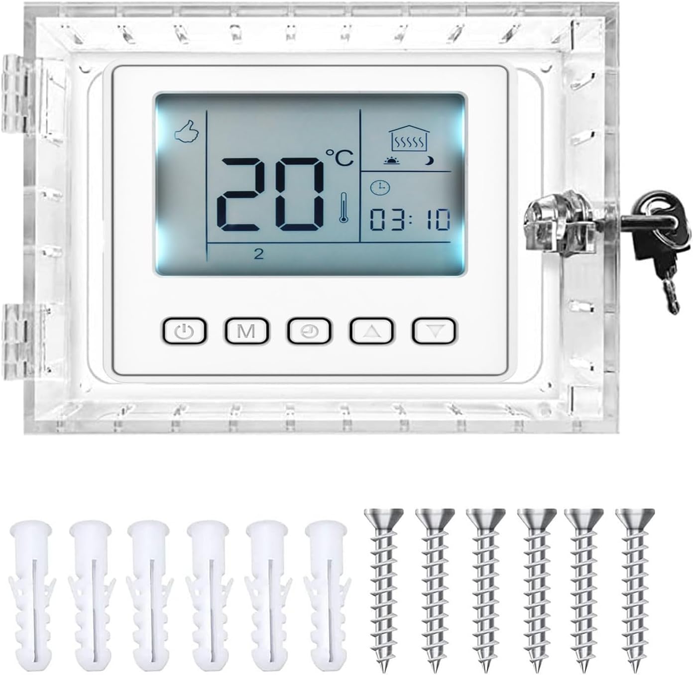 Boîtier De Verrouillage Universel Pour Thermostat, Protection Transparente Pour Thermostat Avec Couvercle À Clé