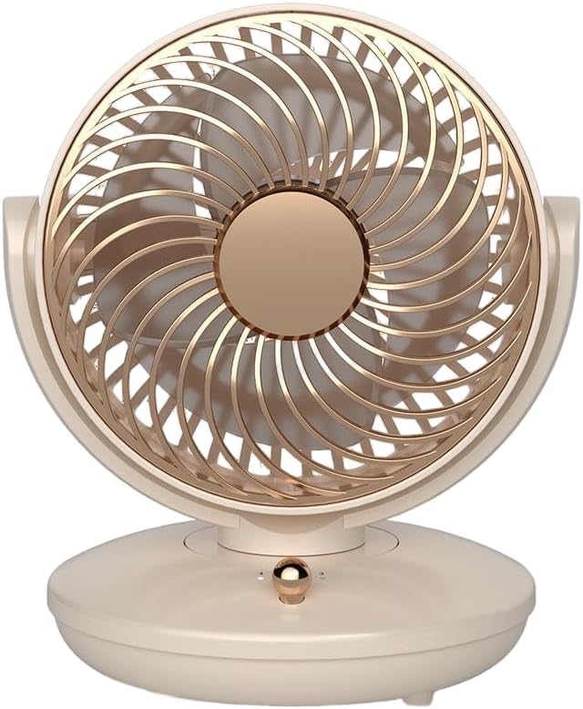 Beige Plug-in Mini Oscillating Desk Fan - Portable Usb Desktop Fan With Direct Plug-in Power