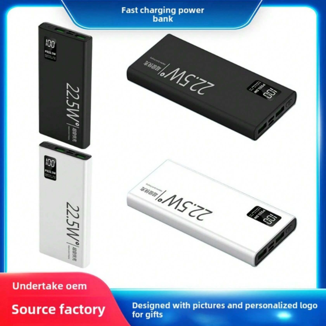 Batterie Externe À Charge Rapide Avec Câble, Grande Capacité, Affichage Numérique, Compacte Et Portable.